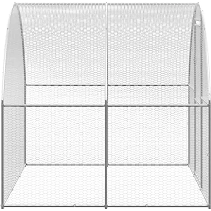 vidaXL Hühnerstall, Outdoor-Hühnerstall aus verzinktem Stahl, 3x8x2 m, wasserfestes Dach, Silber/Silbergrau – Bild 7