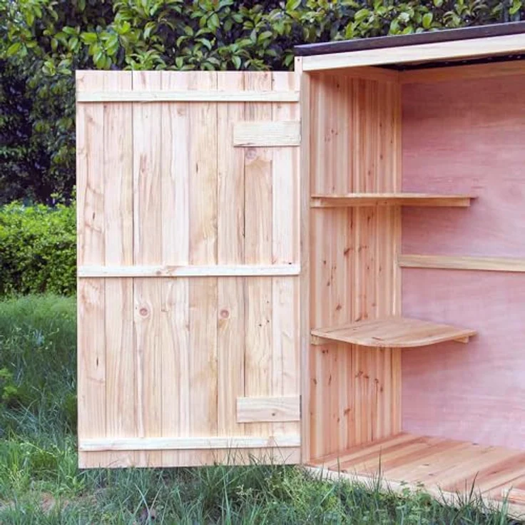 Wiltec Gartenhaus mit Doppeltür, Geräteschrank aus Holz in Naturfarbe, 136 x 58 x 127 cm – Bild 7