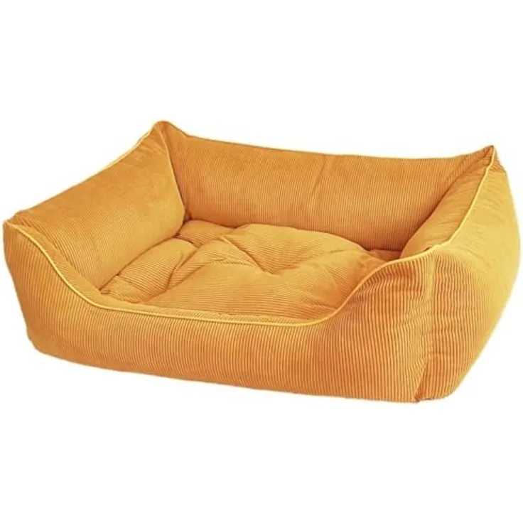 Dandy Dog Hundebett Relax Mustard - abziehbar Bezug und Füllung waschbar Kuschelig robuster Samtcord hochwertige Qualität Made in Germany - Größe XL