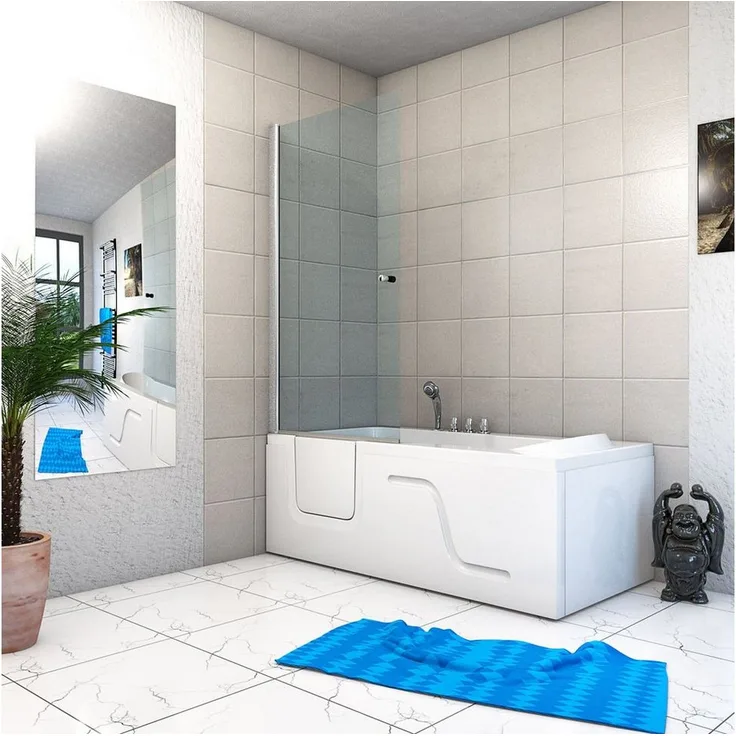 AcquaVapore Komplettdusche Duschkabine Seniorenwanne mit Tür S17D-TH-L, Sicherheitsglas ESG, inkl. Duschwanne, Schnelle Reinigung, Überlauf Abfluss, weiß - Preisvergleich
