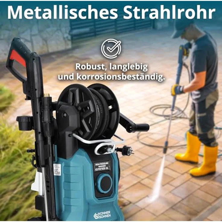 Könner & Söhnen Hochdruckreiniger KS PW160V-BL, 160 bar max, 390 l/h, bürstenloser Induktionsmotor, Metalllanze, 8 m Hochdruckschlauch – Bild 7