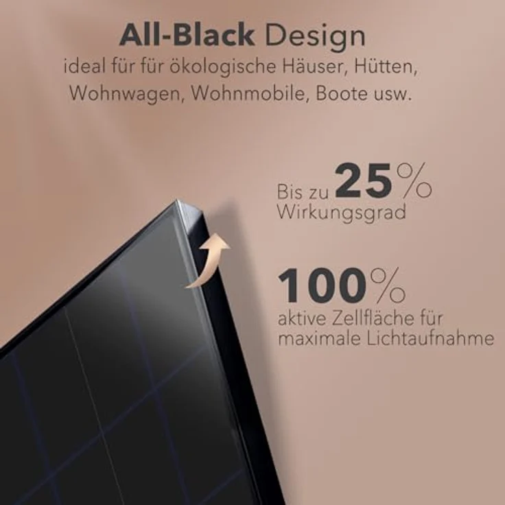 enjoy solar HPBC Mono Solarpanel FULL BLACK 100W-230W 12V, monokristallin, bis zu 26 % Wirkungsgrad, 100 % aktive Zellfläche – Bild 4