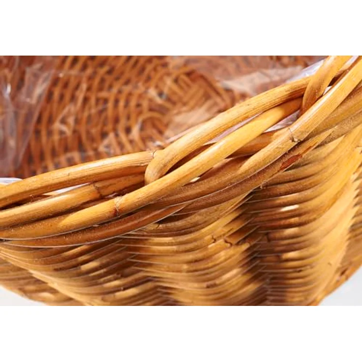 Kobolo Rattanübertopf Pflanzkorb Übertopf – Rattan lacak – rund - mit Folie - 3er Set – Bild 3