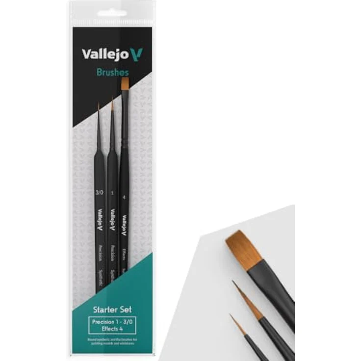Vallejo Brushes Starter Set, Präzisionspinsel 1 - 3/0 und Effects 4 für detaillierte Maltechniken – Bild 1