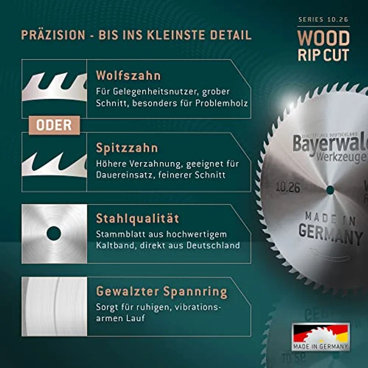 Bayerwald CS Kreissägeblatt Ø 500 mm x 2,5 mm x 30 mm | Spitzzahn (80 Zähne) | einfache, feinere Zuschnitte - Brennholz & Holzwerkstoffe | chrom-stahl – Bild 5