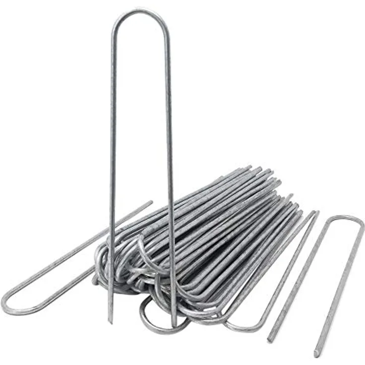 ToCi 50 Stück Erdanker 200 x 25 mm - Verzinkt, Stahldraht, Ø 3,8mm - Bodenanker zur Befestigung von Unkrautvlies, Folien, Schläuchen in harten Böden