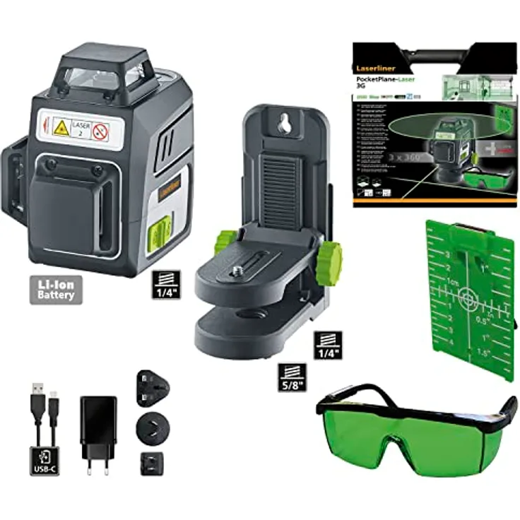 LASERLINER Akku-Multifunktions-Linienlaser PocketPlane 3G 3,7 V 3,6 Ah Li-Ion