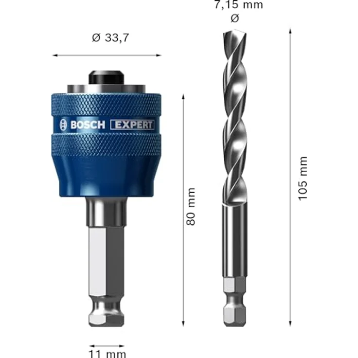 Bosch EXPERT Power Change Plus Lochsäge-Systemadapter mit HSS-G-Bohrer, 7,15 mm, 2-tlg. Set für Metall und Kunststoff – Bild 3