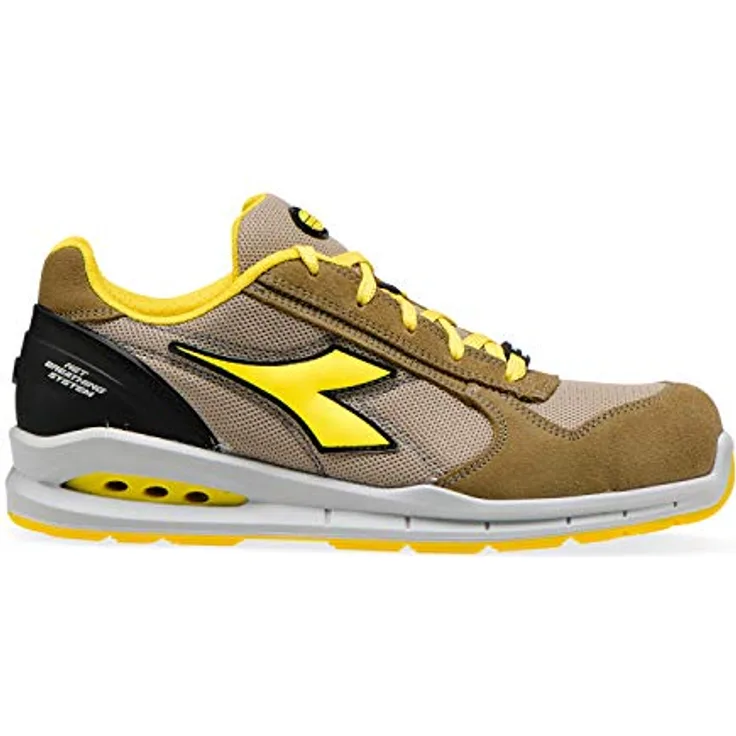 Diadora Run Airbox Low, S1P Sicherheitsschuhe aus perforiertem Wildspaltleder mit Aluminiumkappe, atmungsaktivem Nylonfutter und herausnehmbarer Einlegesohle, Größe 41