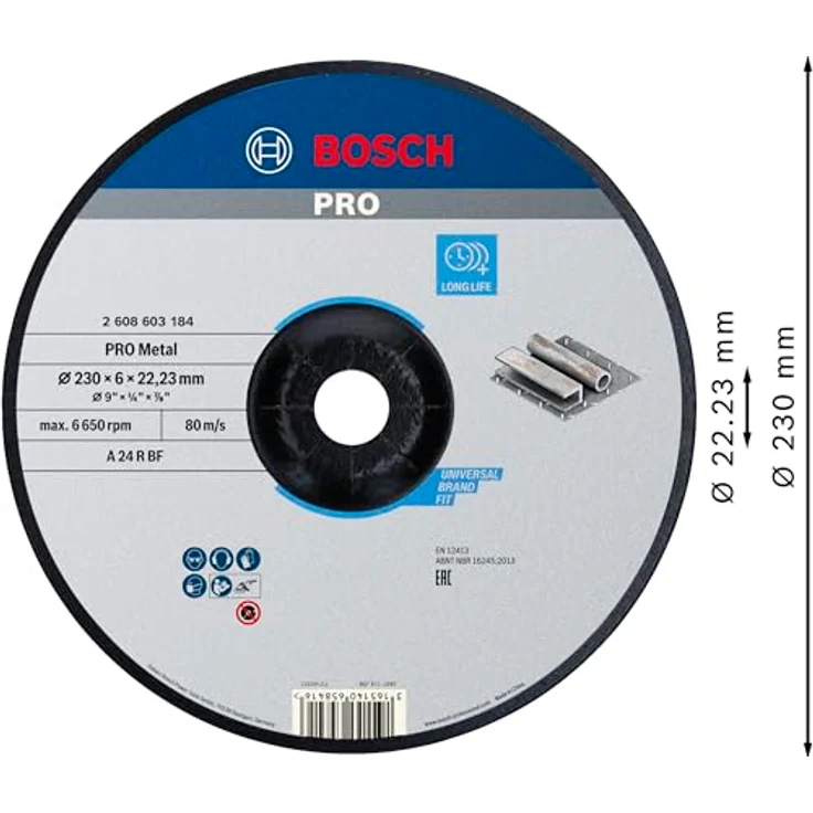 Bosch Professional Schruppscheibe gekröpft, Standard für Metal A 24 P BF, 230 mm, 22,23 mm, 6 mm, 2608603184 – Bild 2