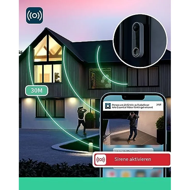 Die neue Arlo Video Doorbell | 1080p HD-Video, 25% größeres Sichtfeld, Paketerkennung, Bewegungsmelder, 2-Wege-Audio, Smart-Sirene, Nachtsicht, Türklingel-Verkabelung erforderlich, AVD1001 – Bild 9
