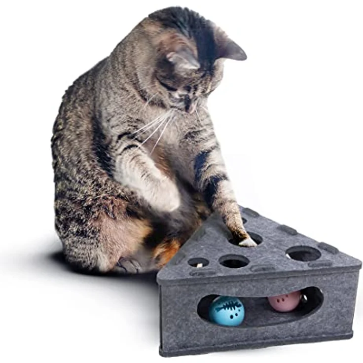 CanadianCat Company | Katzenspielzeug Selbstbeschäftigung, Interaktives Katzenspielzeug Filz Käsekästchen für Katzen, interaktives Spielzeug für Katzen – Bild 1
