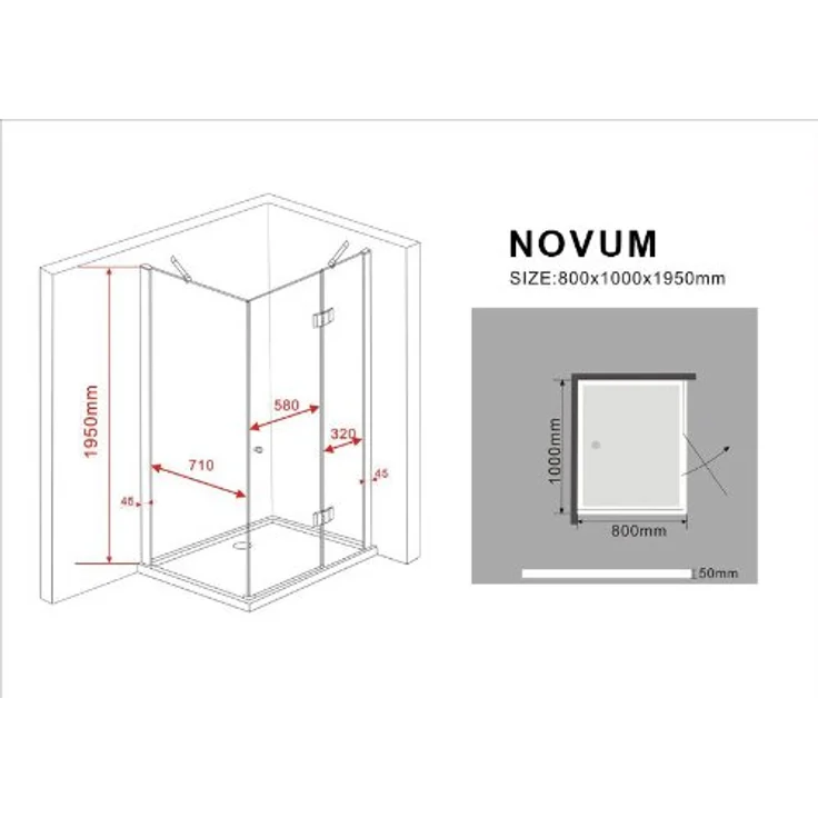 Glasdeals Duschkabine NOVUM 100 x 80 x 195 cm, 8 mm ESG, rahmenloses Design, ohne Duschtasse – Bild 7