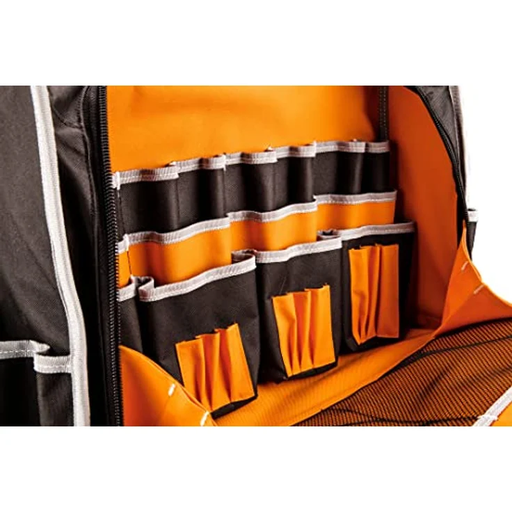 NEO TOOLS Werkzeugtasche 49.5 x 38 x 27 cm (LxHxW), Nylon 600D, 32 Innentaschen, 12 Außentaschen, stabiler Boden, Griff und Riemen – Bild 2