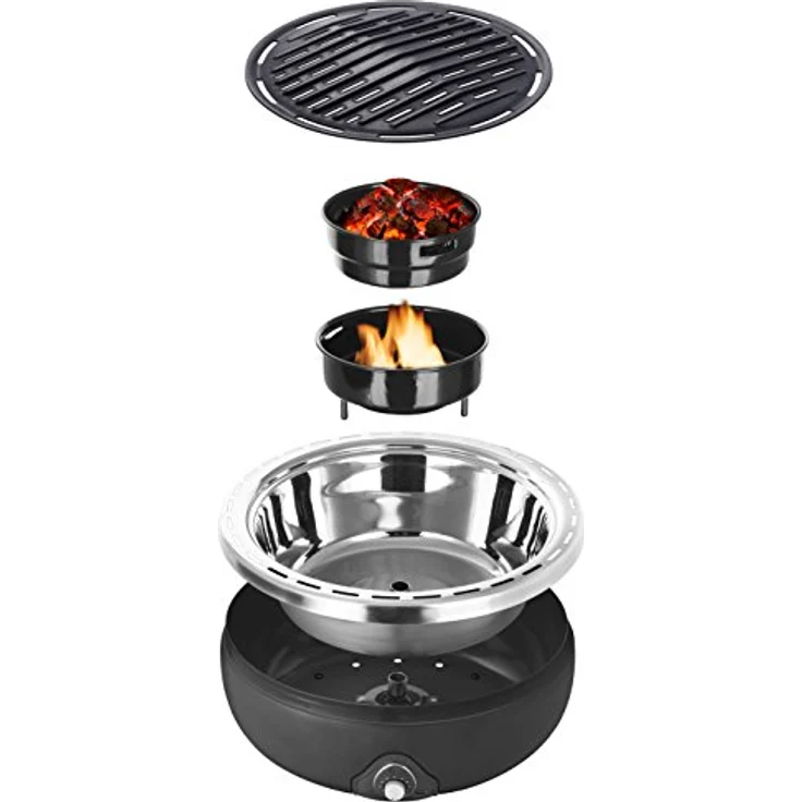 Emerio BGP-115557.1, ultra portabler Holzkohlegrill, ventilatorbetrieben, Batteriebetrieb oder mit Powerbank schnell einsatzbereit ideal für Zuhause oder unterwegs 30cm Gussrost (Durchmesser) – Bild 3