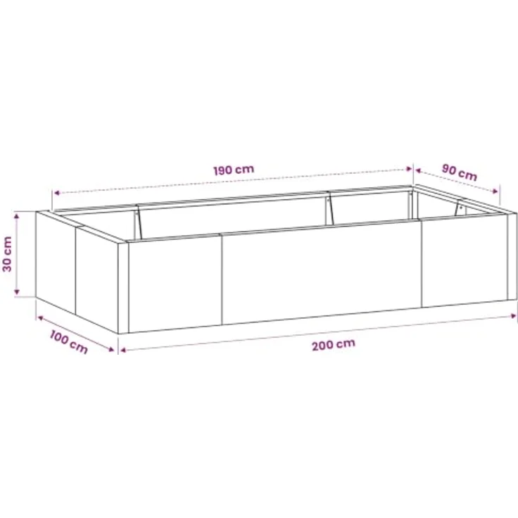 vidaXL Beetumrandung Stützmauer, 6 Stück, modulare Wetterfeststahlkonstruktion in Rostoptik, 200 x 100 x 30 cm – Bild 2