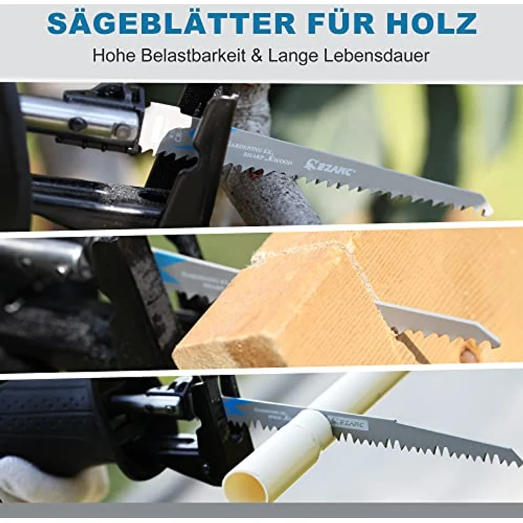 EZARC Säbelsägeblätter Set R931GS, 5tlg Holzschnitt, 225mm 5TPI, langlebig und robust für präzise schnelle Schnitte – Bild 2