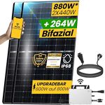 EPP.Solar® 880W Balkonkraftwerk 800W komplett Steckdose - Bifaziale Glas/Glas Solarmodule - Upgradebarer HMS Wechselrichter 800W