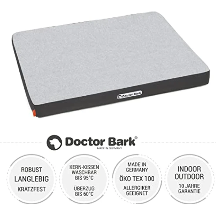 Doctor Bark | orthopädische Hundematratze mit kuscheliger Fleece-Liegefläche, waschbares Liegekissen für mittlere Hunde (M - 80x60 cm, hellgrau - grau) – Bild 2