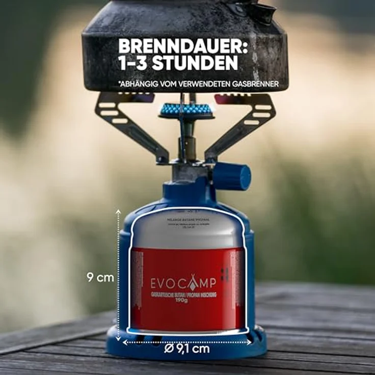 EVOCAMP 6X Stechkartuschen 190g, Propan Butan Gaskartuschen mit Gas Lock System für Gaskocher, Campingkocher, Gasbrenner und Lötlampe – Bild 3