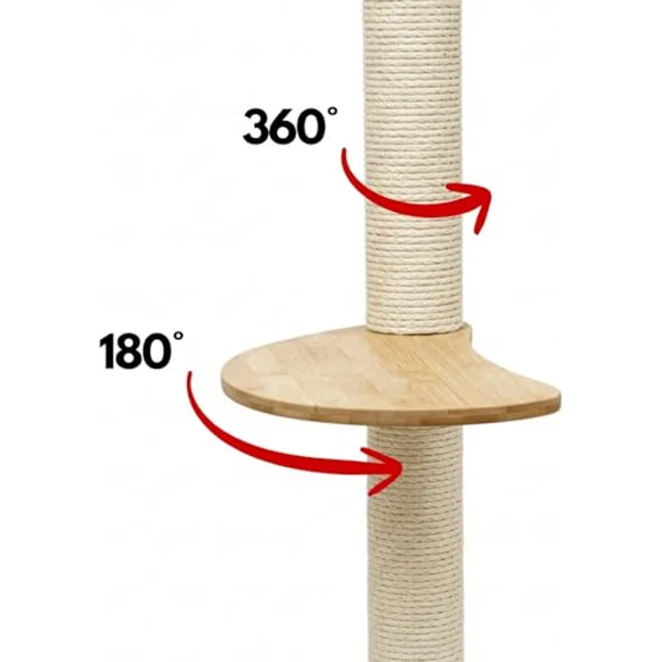 EYEPOWER Wandkratzbaum Luna 96 cm, stabiler Kletterbaum mit Sisal-Kratzsäule und abgerundeten Plateaus aus Bambus zur Wandmontage – Bild 4