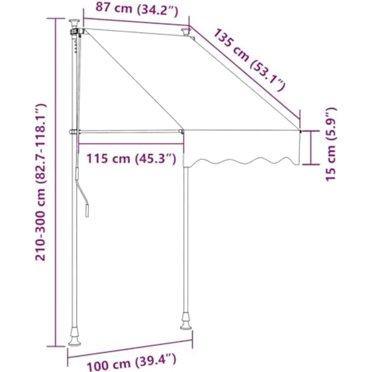 vidaXL Einziehbare Markise Handbetrieben 100 cm Anthrazit – Bild 4