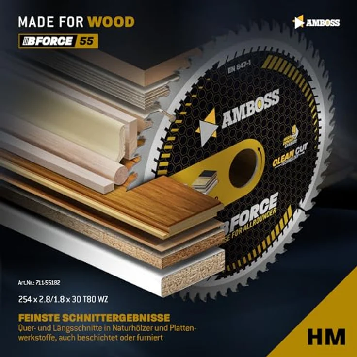 Amboss Werkzeuge HM Kreissägeblatt 254x30 Z80 Wechselzahn für Holz - Super Feinschnitt, Kompatibel mit Bosch GTS 10. PTS 10. PTS 100 T.GTS 254 Festool TKS 80 – Bild 2