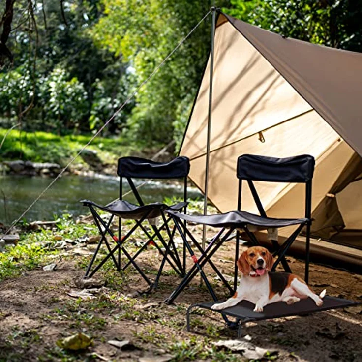 Relaxdays Hundeliege Outdoor, erhöhtes Hundebett bis 35 kg, HBT: 19x111x65 cm, Hunde Feldbett Garten & Camping, schwarz – Bild 2
