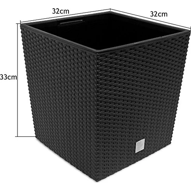 Deuba Blumentopf 2er Set 35L Innentopf Mit Griffen Wetterfest Rattan Innen- Außenbereich Übertopf Pflanzkübel Anthrazit – Bild 4