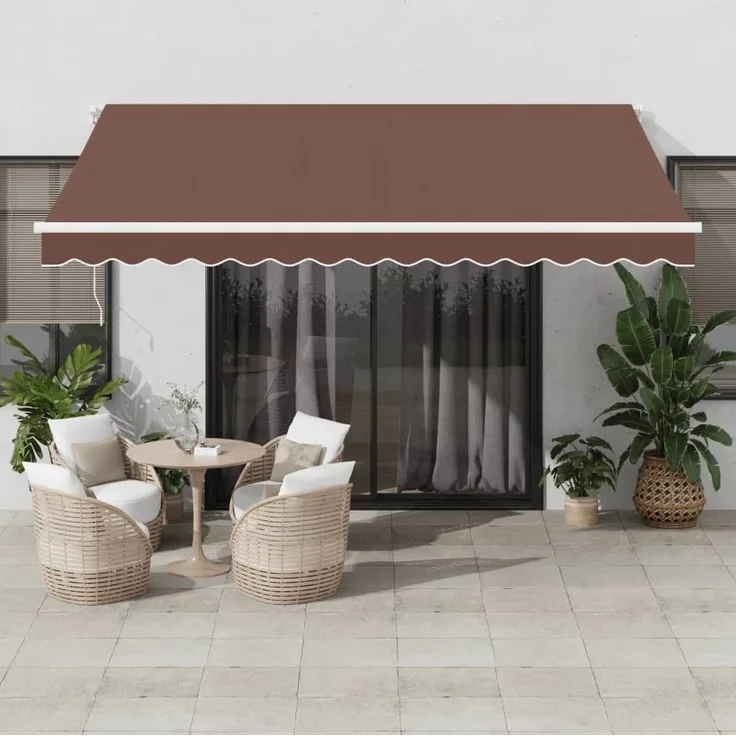 Prolenta Maison Exclusive Markise Manuell, UV-beständig, 400x300 cm, Braun, pulverbeschichteter Aluminiumrahmen