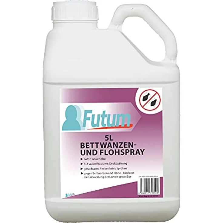 Futum 5L Bettwanzenspray - Flohspray + 5L Sprüher - Bekämpft hochwirksam Bettwanzen, Flöhe, Larven - Unterbricht den Entwicklungszyklus - Auf Wasserbasis & geruchsarm – Bild 3