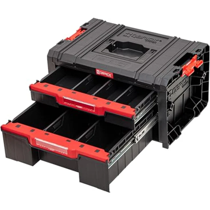 Qbrick System Pro Drawer 2 Toolbox 2.0, modularer Werkzeugkoffer mit 2 ausziehbaren Schubladen, 5 verstellbaren Trennwänden und automatischer Schubladensperre – Bild 2