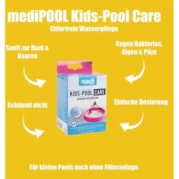 POWERHAUS24 mediPOOL Kids-Pool Care 250 ml, chlorfreie Wasserpflege für Kinderpools, wirkt gegen Algen und Bakterien – Bild 2