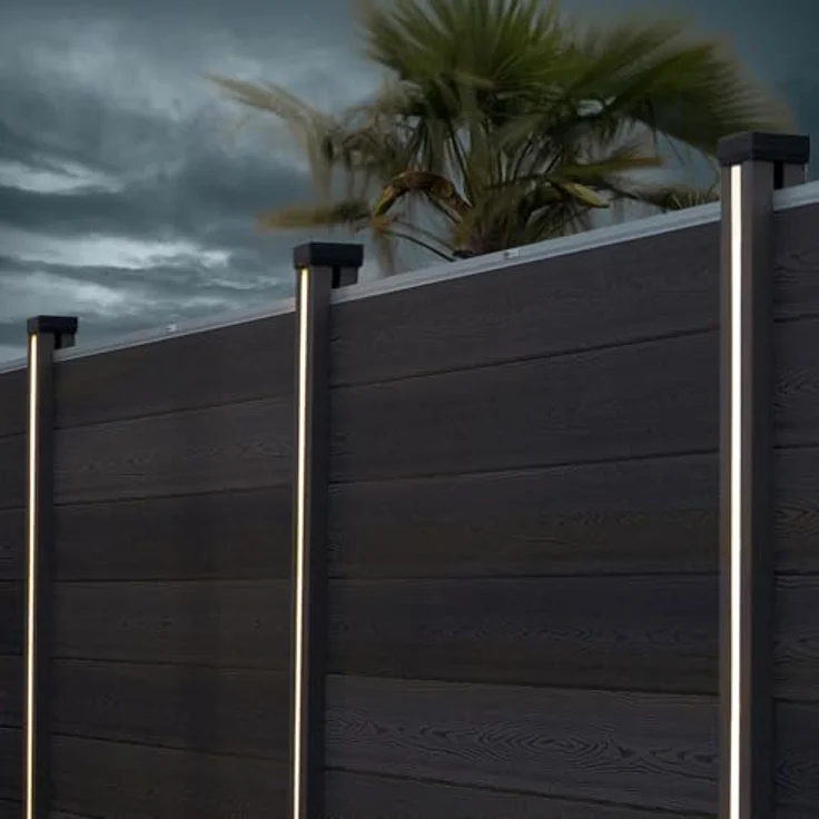 HOME DELUXE DINA DELUXE Zaunpfosten Nutleiste mit integrierter Solar LED Beleuchtung, Schwarz, witterungsbeständig und einfach zu montieren – Bild 3