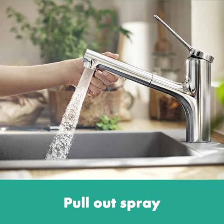 hansgrohe Küchenarmatur Zesis M33 Einhebel-Küchenmischer mit Ausziehbrause, 2jet, verchromt, 150° schwenkbar – Bild 3