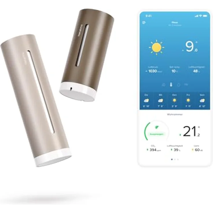 Netatmo Wetterstation ORIGINAL - 2. Generation, Innen & Außen, Temperatur, Luftfeuchtigkeit, Luftqualität, UV, Pollen, Wettervorhersage, Kompatibel mit Apple, Alexa, Google - Sand - NWS-S-EC