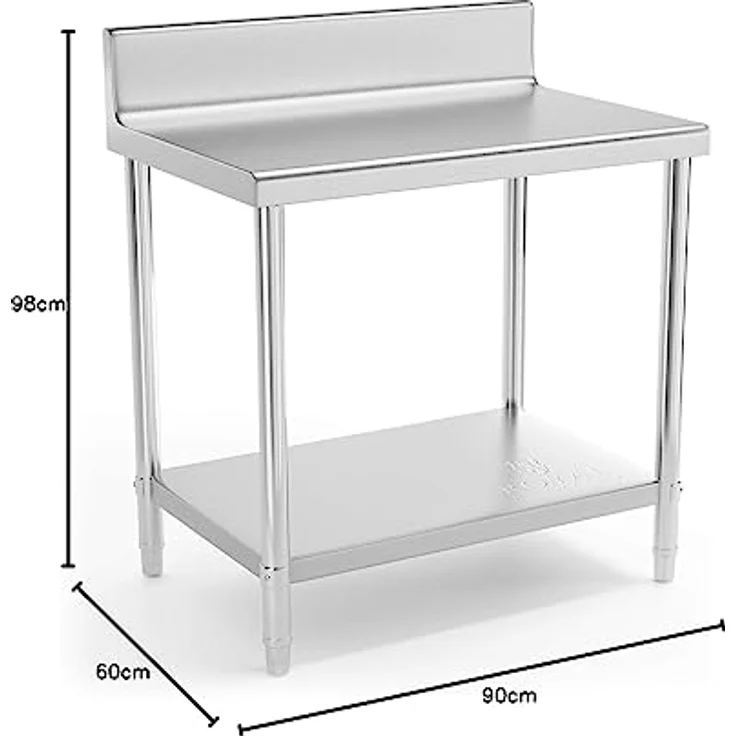 Royal Catering - Edelstahltisch Arbeitstisch Zerlegetisch Gastro Aufkantung 90 x 60cm – Bild 4