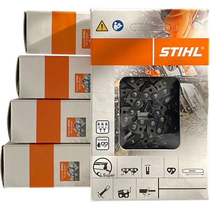 STIHL Ersatzkette 5 Stück Stihl Sägeketten Rapid Super (RS) 3/8 1.6 mm 91 TG V, 3/8V, Hochleistungssägekette für professionellen Einsatz