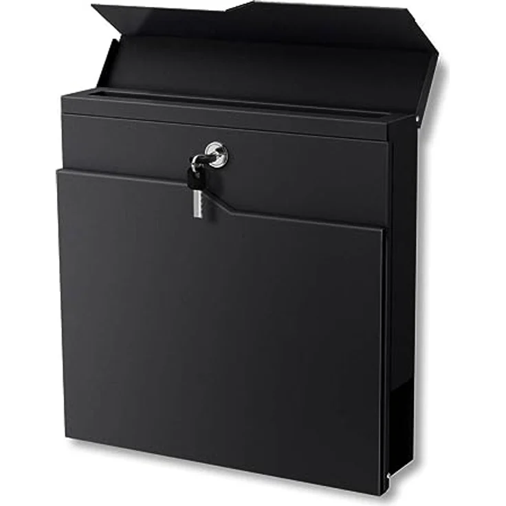 Metzler Briefkasten pulverbeschichtet in Tiefschwarz RAL9005 - Wandbriefkasten mit Zeitungsfach - Postkasten Hoffmann – Bild 3