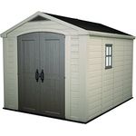 Keter Gerätehaus Factor 8x11, Beige, 15.5m³ Rauminhalt, Außenmaße (B/T/H): 256.5 x 332 x 243 cm, wetterfest, wasserdicht, UV-beständig, Outdoor