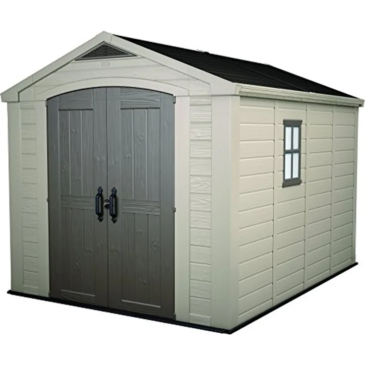 Keter Gerätehaus Factor 8x11, Beige, 15.5m³ Rauminhalt, Außenmaße (B/T/H): 256.5 x 332 x 243 cm, wetterfest, wasserdicht, UV-beständig, Outdoor