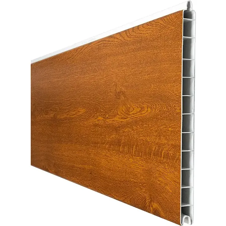 GroJa BasicLine Steckzaun Premium, 180 x 28,4 cm, Sichtschutz mit Aluminium-Lisenen, Golden Oak