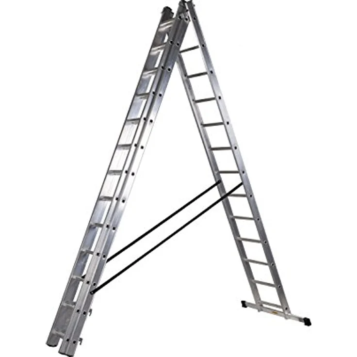 DRABEST Leiter PRO Serie Aluleiter Mehrzweckleiter 3-teilig Industrieleiter 3 x 7 Stufen Arbeitshöhe 5 m Belastbarkeit 150 kg inkl. Eimerhaken – Bild 3