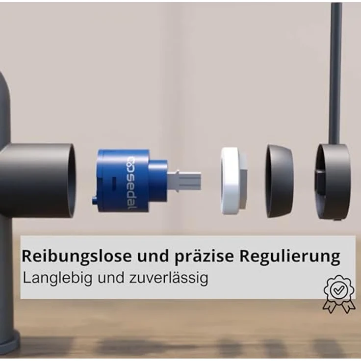 Quadron GEMMA Q LINE SteelQ, Küchenarmatur Mischbatterie 360°, Edelstahl mit QFix-Funktion, Höhe 50 cm, Keramikkopf, Weiß Finish – Bild 4