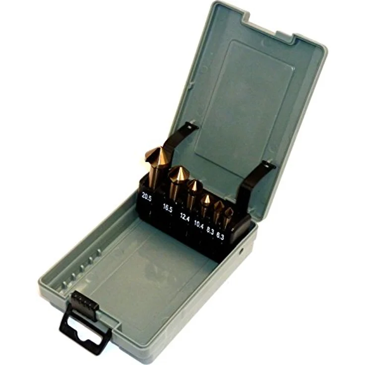 PeTools, 6tlg. Edelstahl Kegelsenker Set (6,3-20,5mm) HSS-E Co5 Senkbohrer, Entgrater, VA – Bild 3