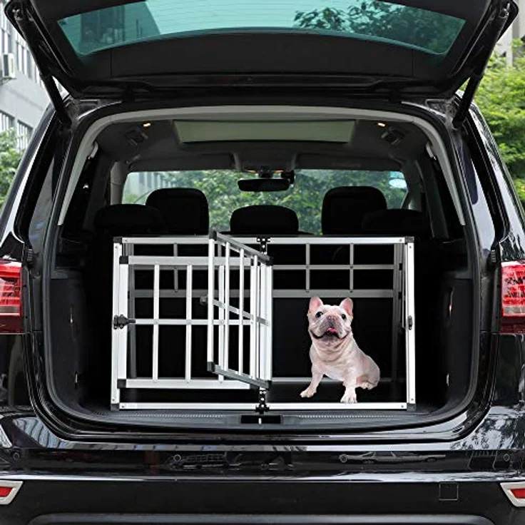 CADOCA® Hundetransportbox Aluminium Hundebox Kofferraum robust verschließbar trapezförmig XL 89x70x51cm Reisebox Autobox Tiertransportbox – Bild 2