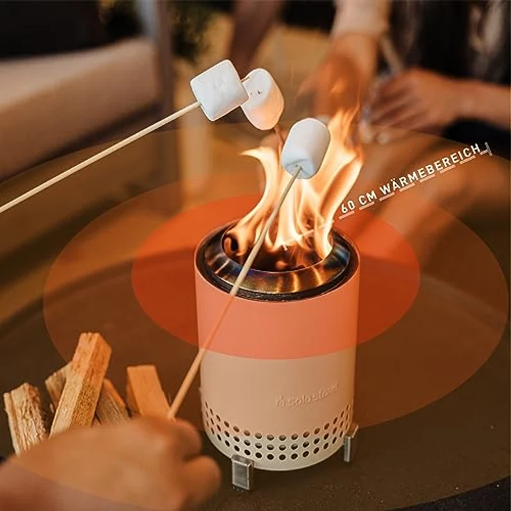 Solo Stove Mesa Tischfeuerstelle mit Standfuß | Raucharmes Mini Outdoor Tischfeuer, Befeuert mit Pellets oder Holz, Edelstahl, Inkl. Tragetasche, 17,5 x 13 cm, 635 g, Blau – Bild 4