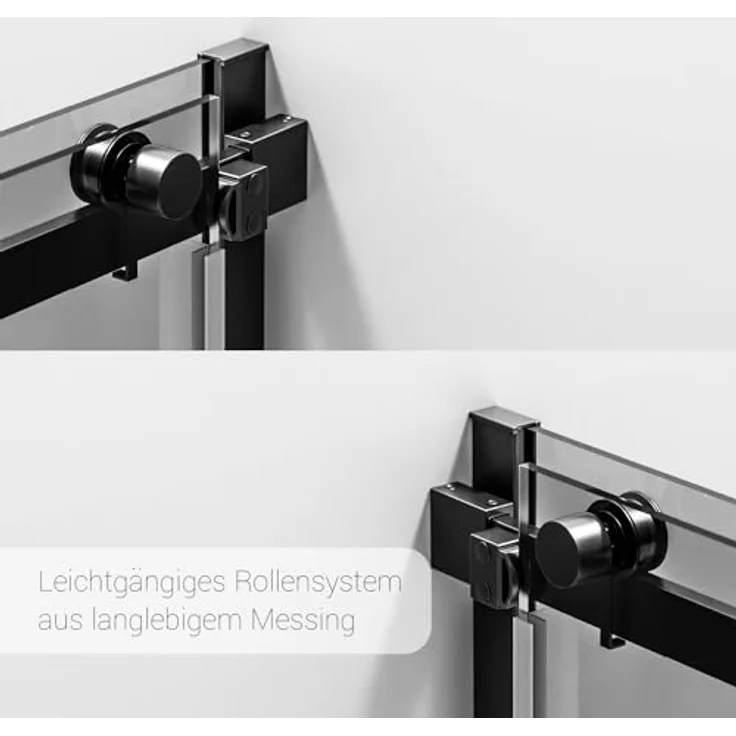 Bernstein Nischendusche NT806 FLEX, Schiebetür mit 8mm ESG-Sicherheitsglas, graues Glas, schwarz matt, 120cm – Bild 5