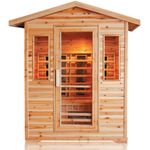DEKO VERTRIEB BAYERN Infrarotkabine Luxus LED Infrarotsauna 153x125x210cm Infrarotkabine Wärmekabine Sauna, XXL Luxus LED Infrarotsauna, Bluetooth-fähiges Soundsystem, Kanadisches Holz