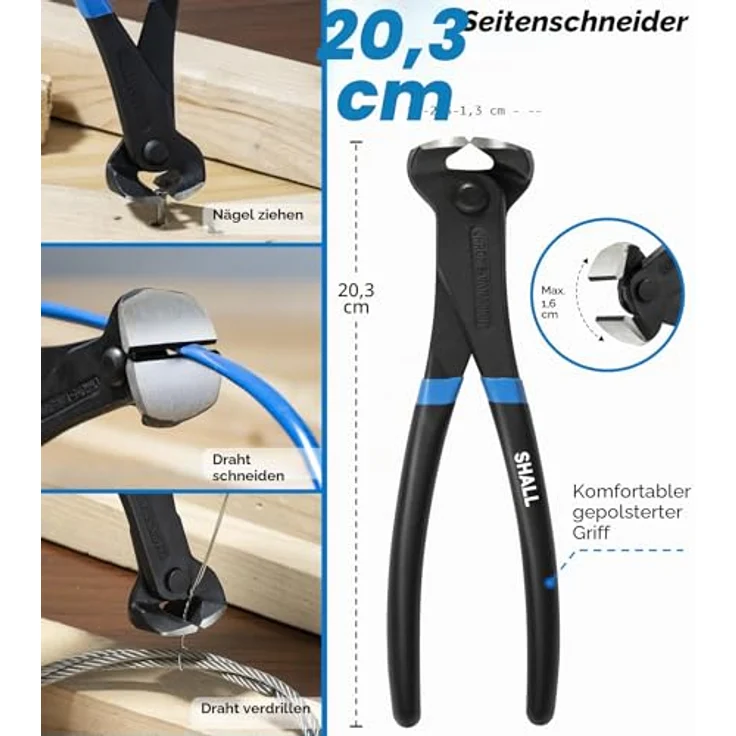 SHALL 4-teiliges Brechstangen-Set, 30,48 cm Katzenpfoten-Nagelauszieher, 25,4 cm und 19 cm Flache Krallen-Brechstangen, Nagelziehzange mit 8-Zoll-Endschneider, aus Chrom-Vanadium-Stahl, rost- und korrosionsbeständig – Bild 5